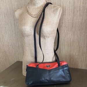 Prada Two-Tone Black and orange Shoulder Bag